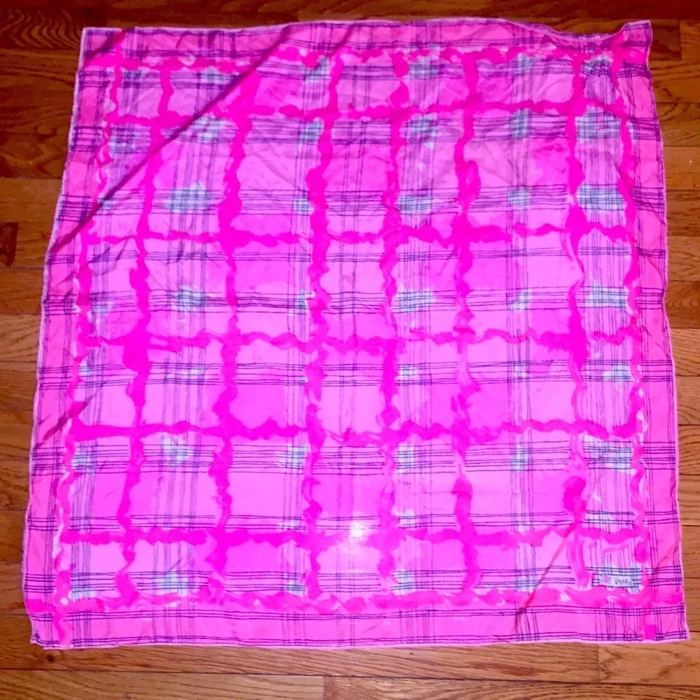 VERA Vintage pink silk square scarf 30” x 30”
